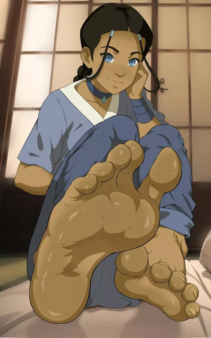 [Avatar the last Airbender] Katara offers you to smell and suck on her toes for a footjob (Kyrtap14)