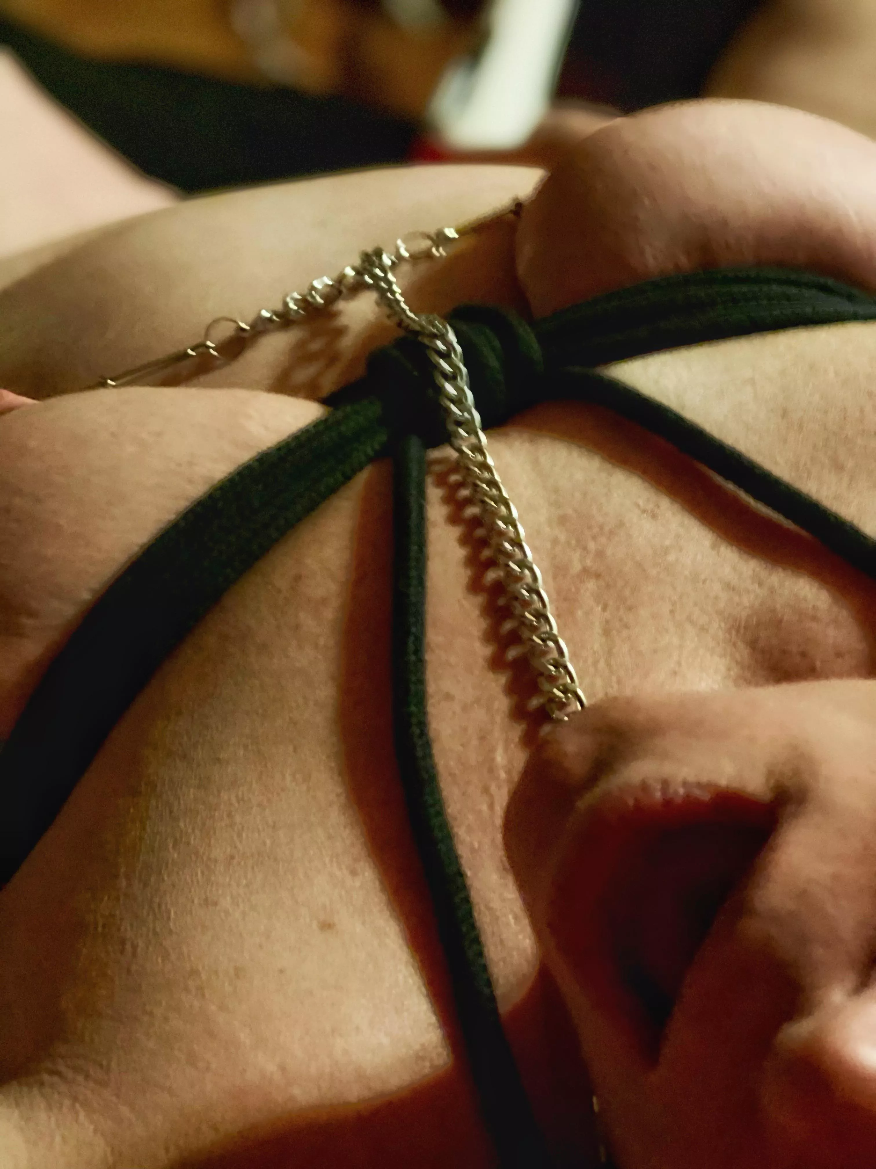 Breasts tied and forced to masturbate.