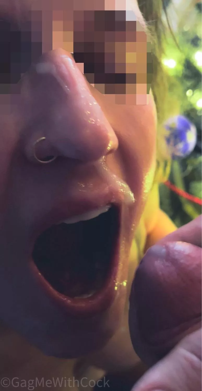 Facial by the Christmas tree