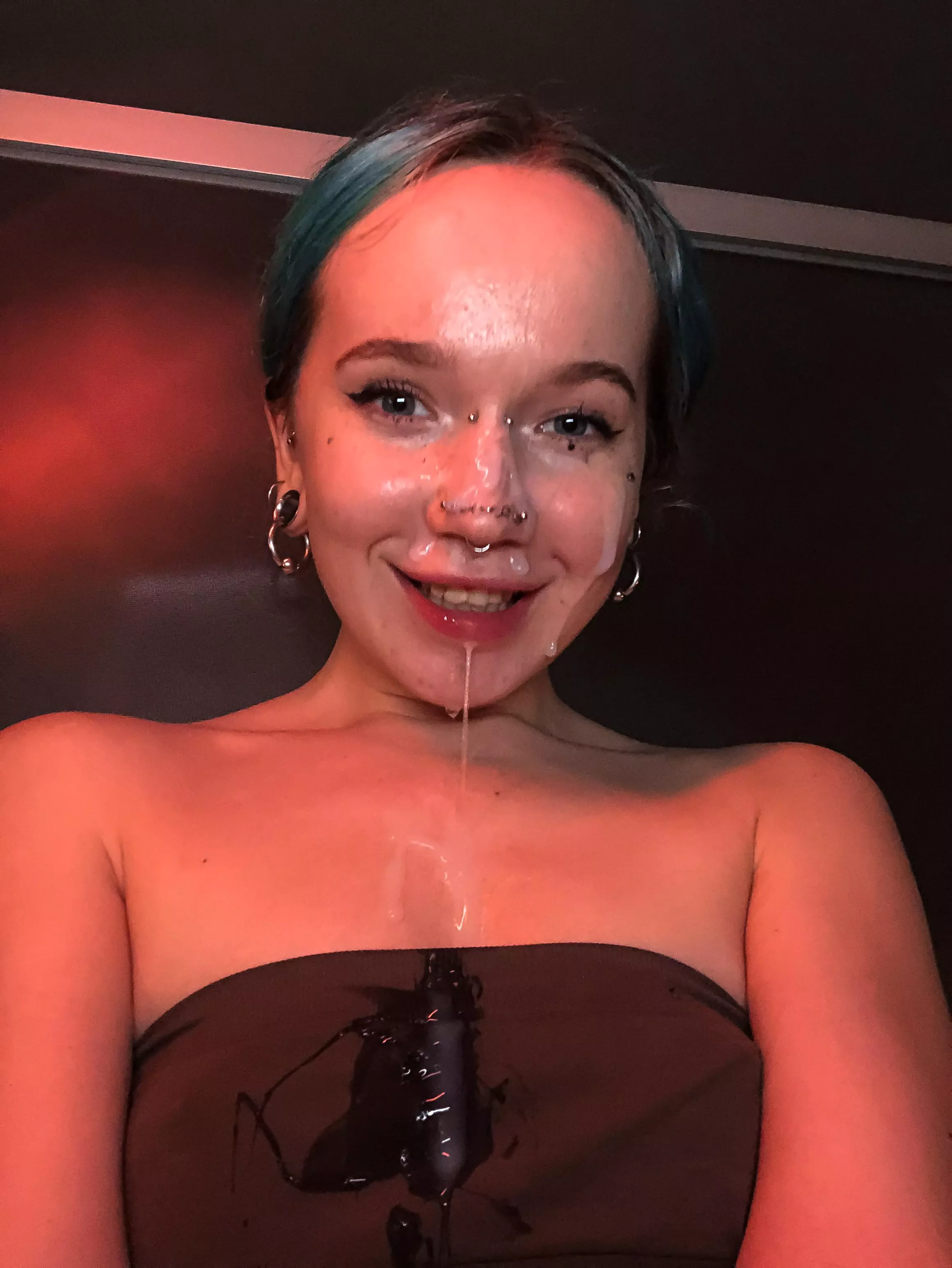 My mouth is fucked and my face is covered in cum.