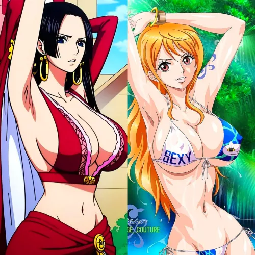 What will you do (1) Lick Nami chest like a dog (2) Spray all your load on Boa hancock boobs