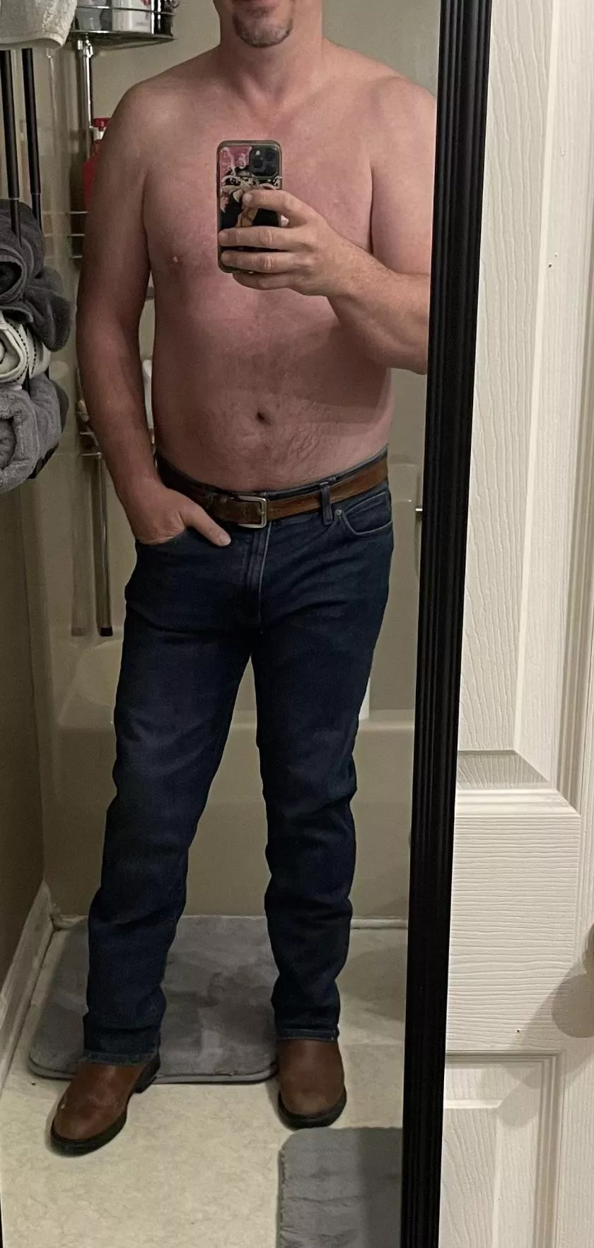 [46] Daddy decided to stay covered up!