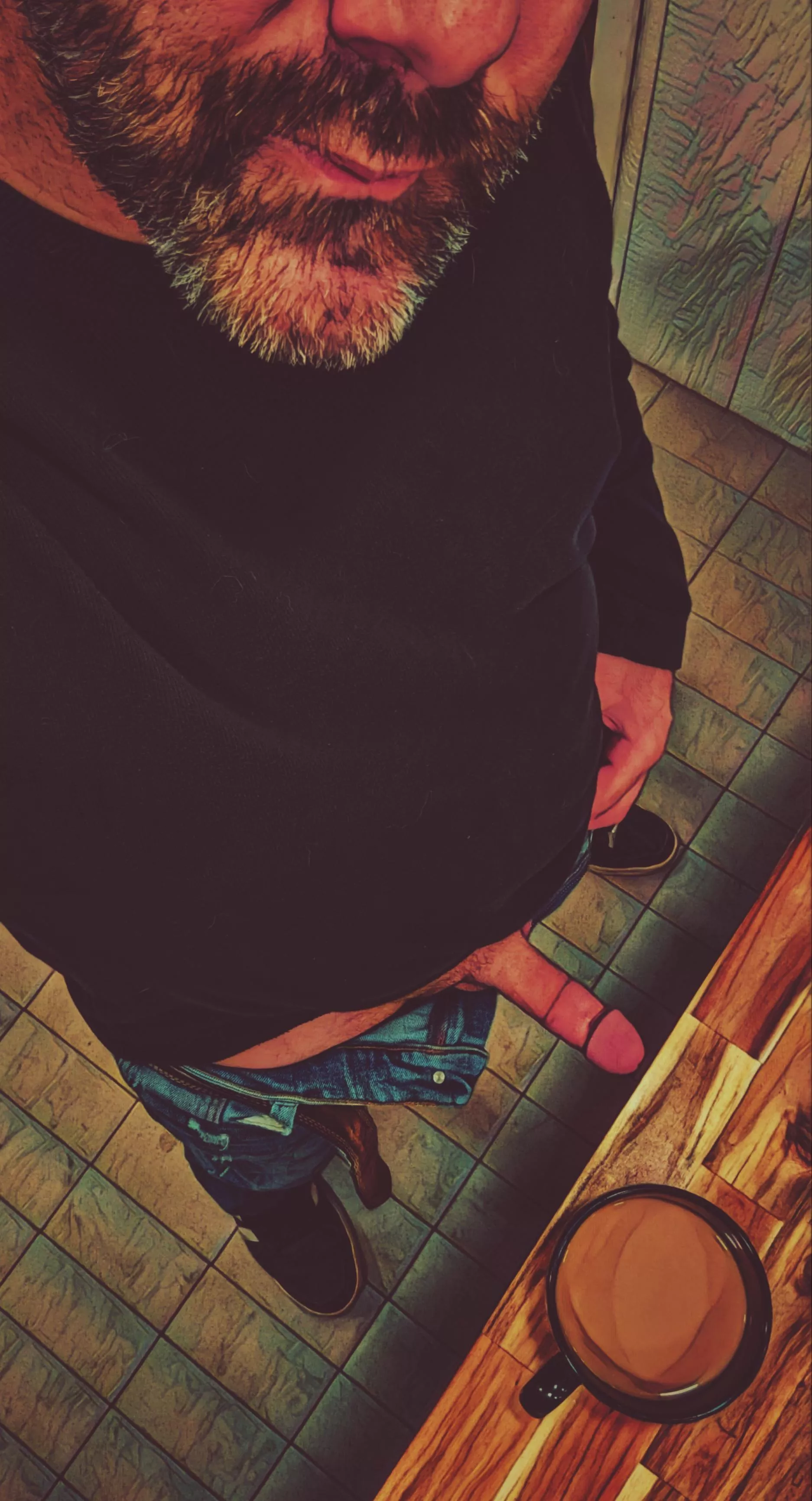 Enjoying the morning calmness and of course the brew.