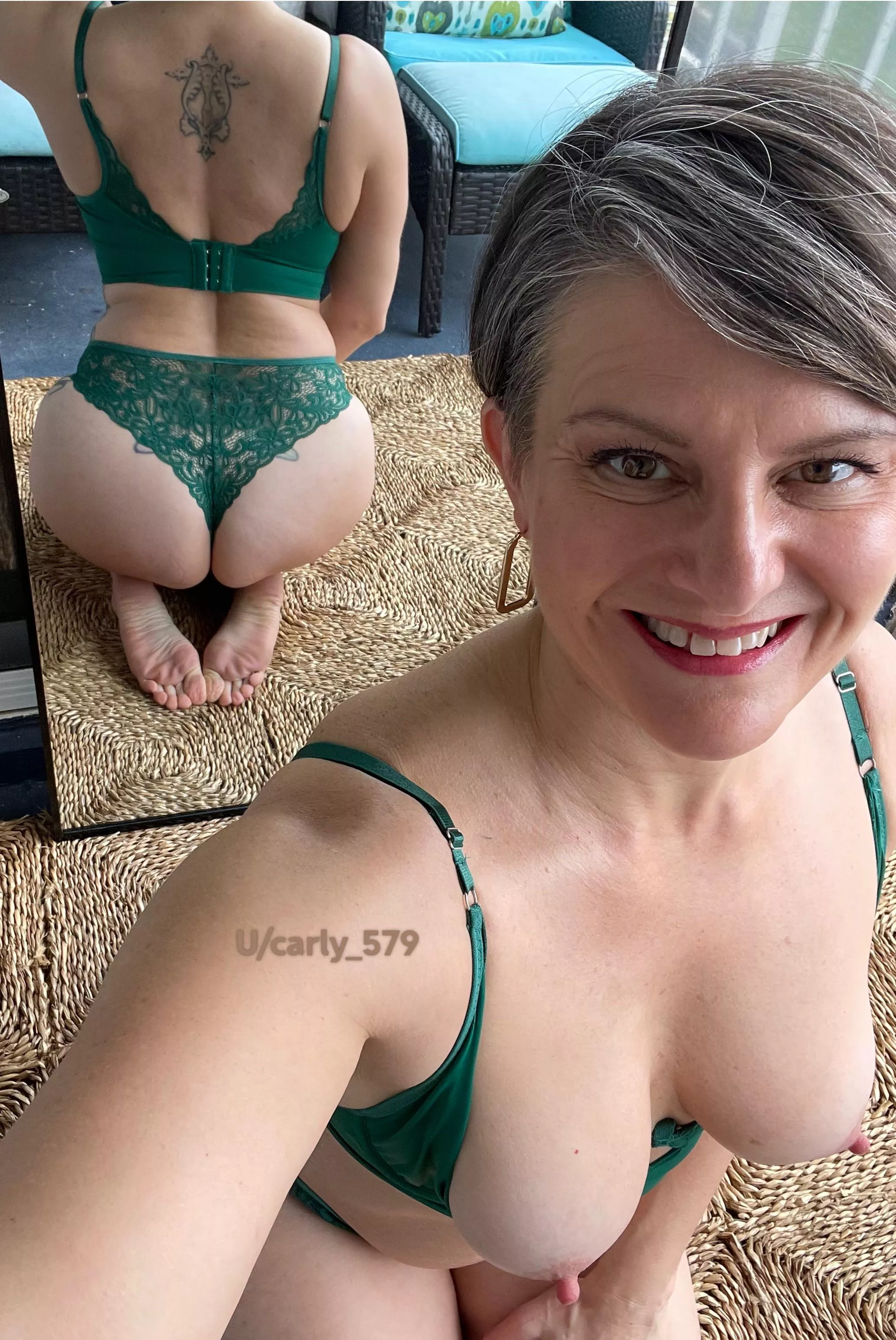 Juicy milf booty, sexy lingerie, soles, and a smile. Oops, almost forgot the eraser nips.