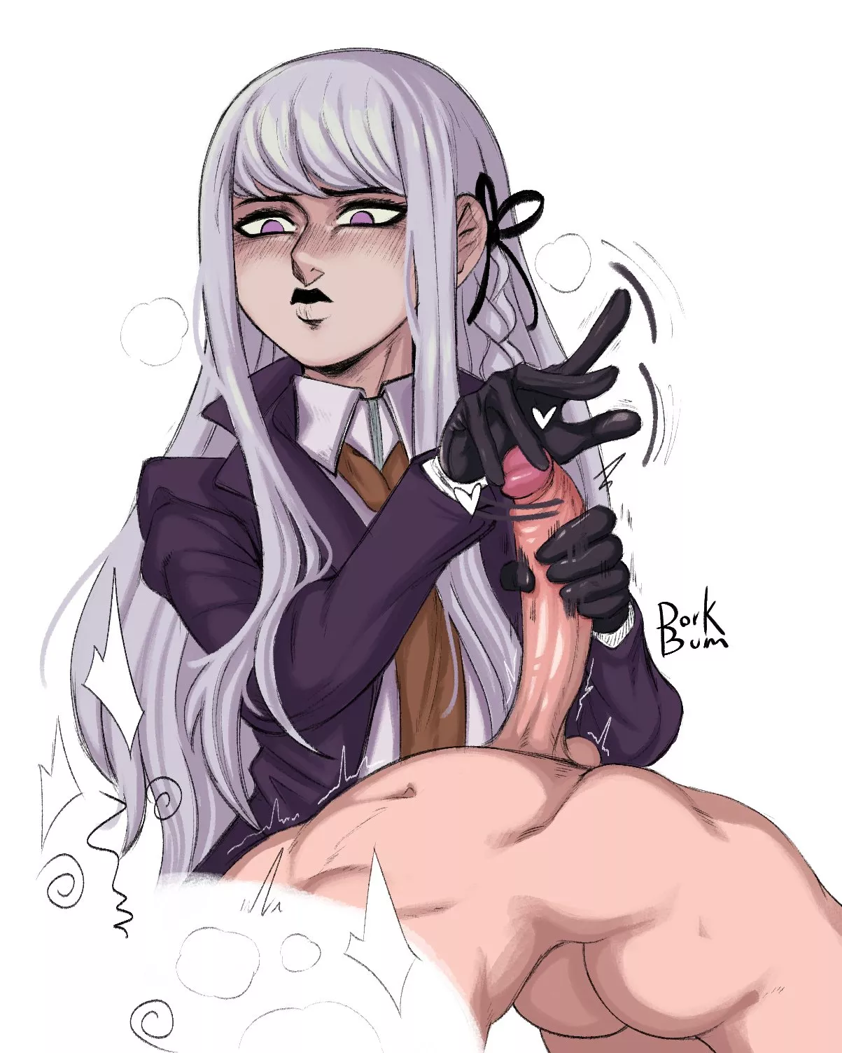 Kyouko furiously rubs the tip