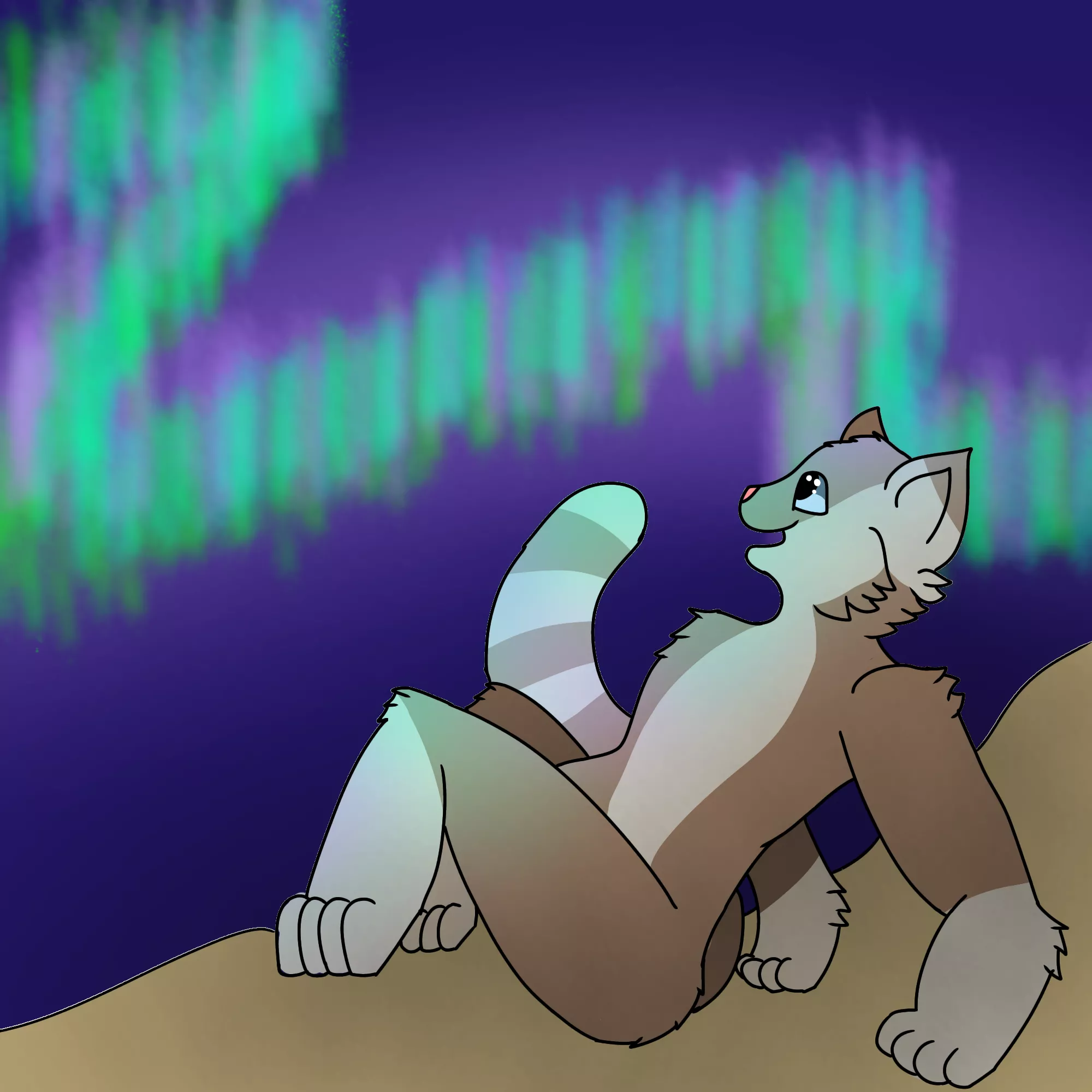 [OC] Chino got to see the Aurora Borealis before me lol [Art by me]