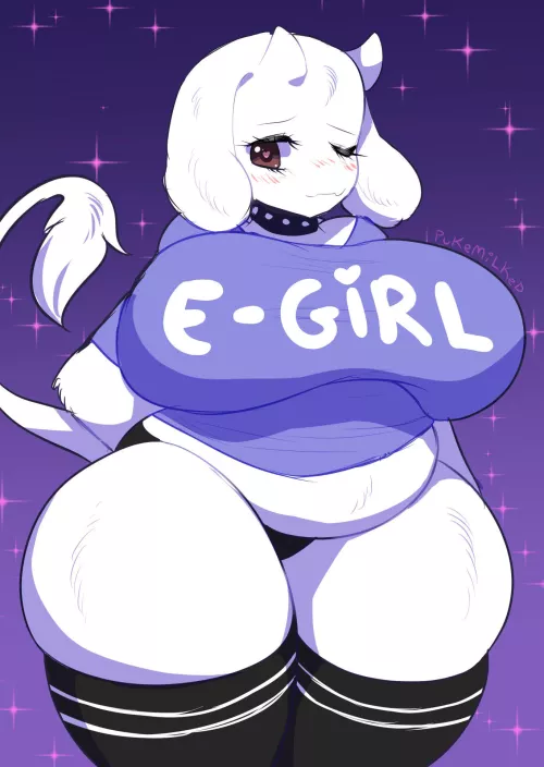 [Toriel] wearing her cute new shirt (Pukey)