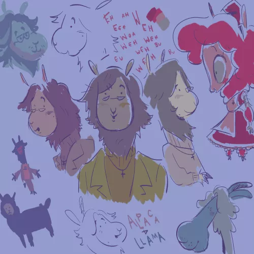 You guys have been so sweet in my last post ;_; here's a page full of my fave animals, alpacas and llamas