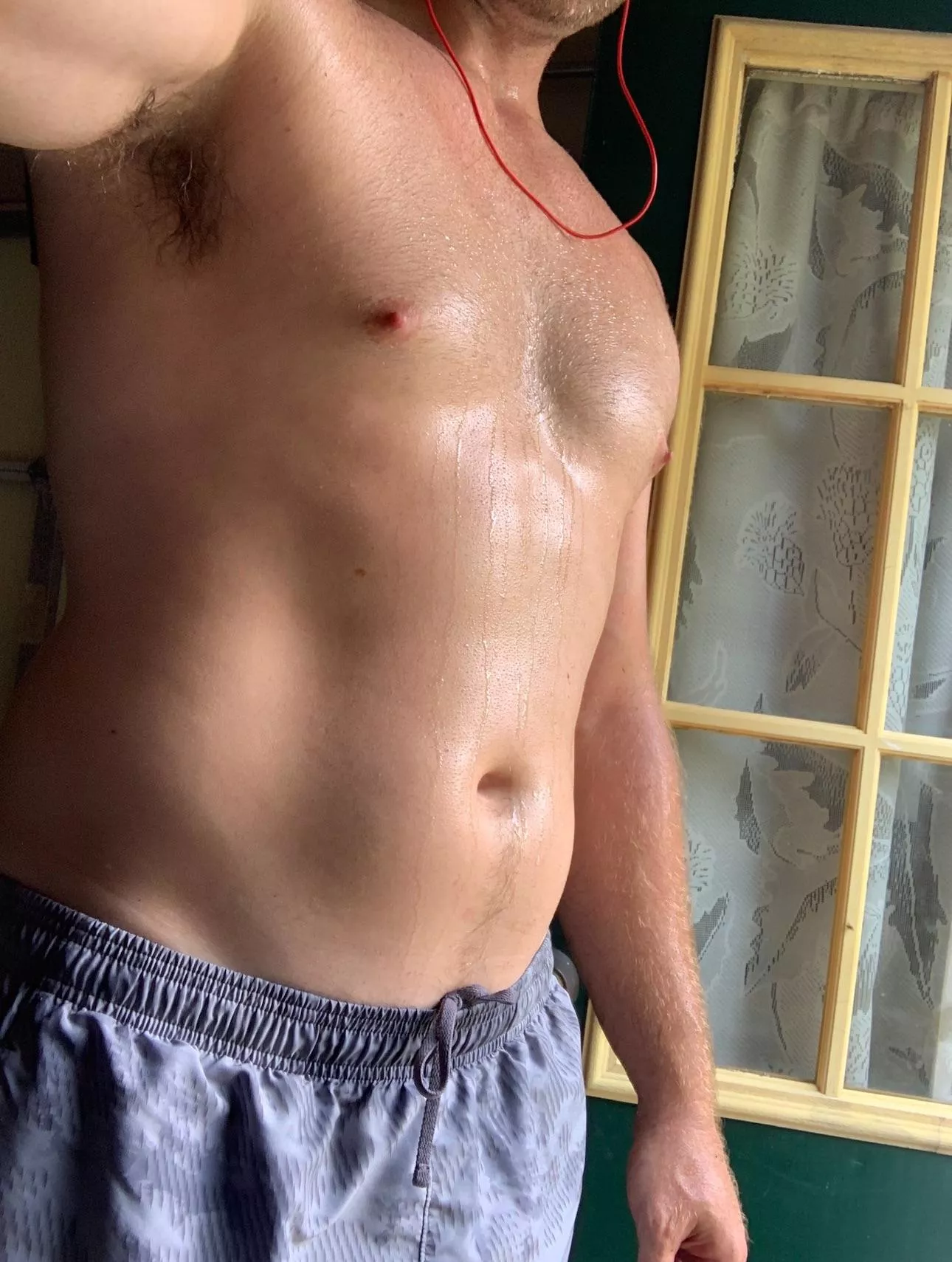 (38) Hopefully me cutting grass without a shirt on gets your attention