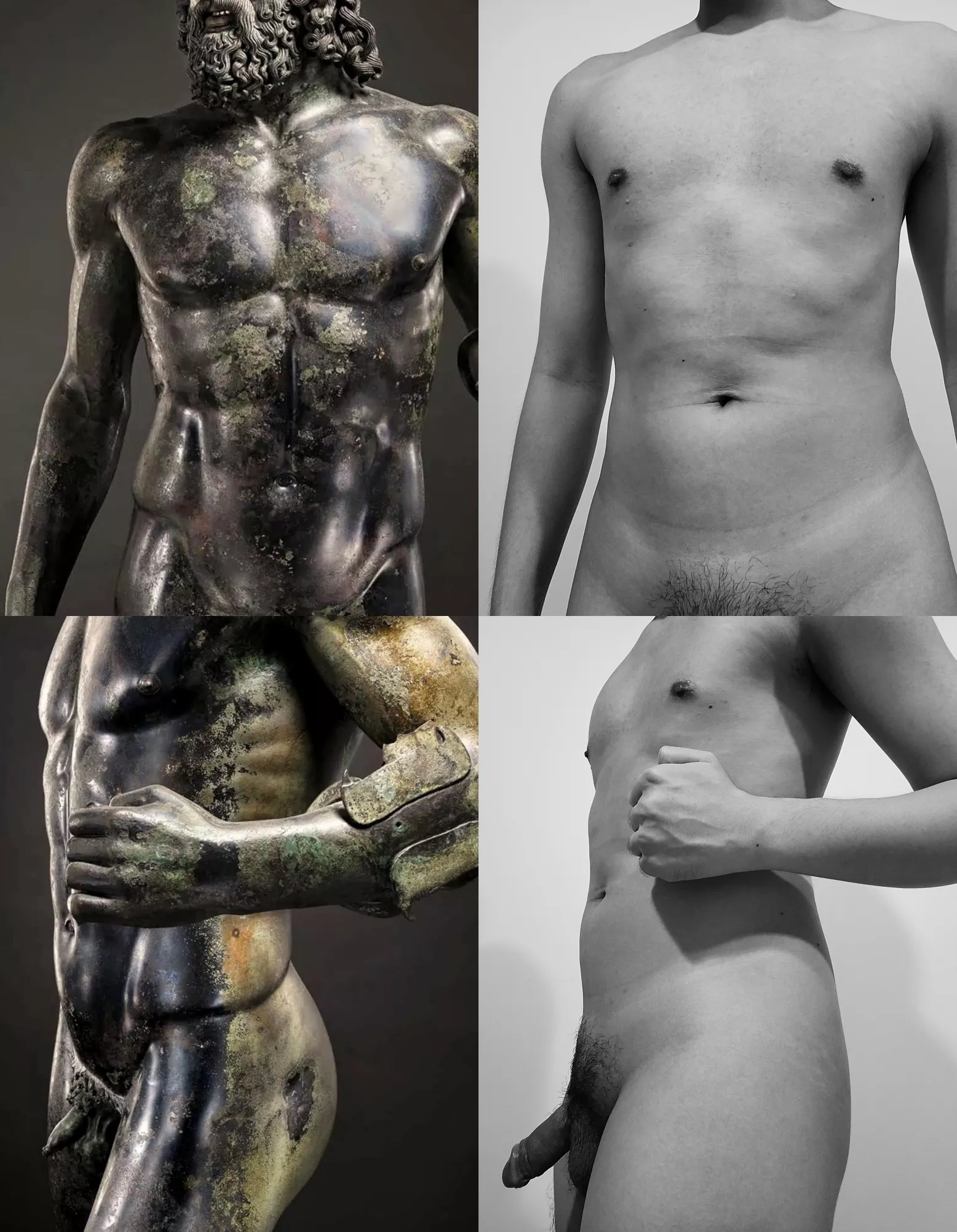 Figure study and imitation of Riace bronzes statues (460–450 BC)