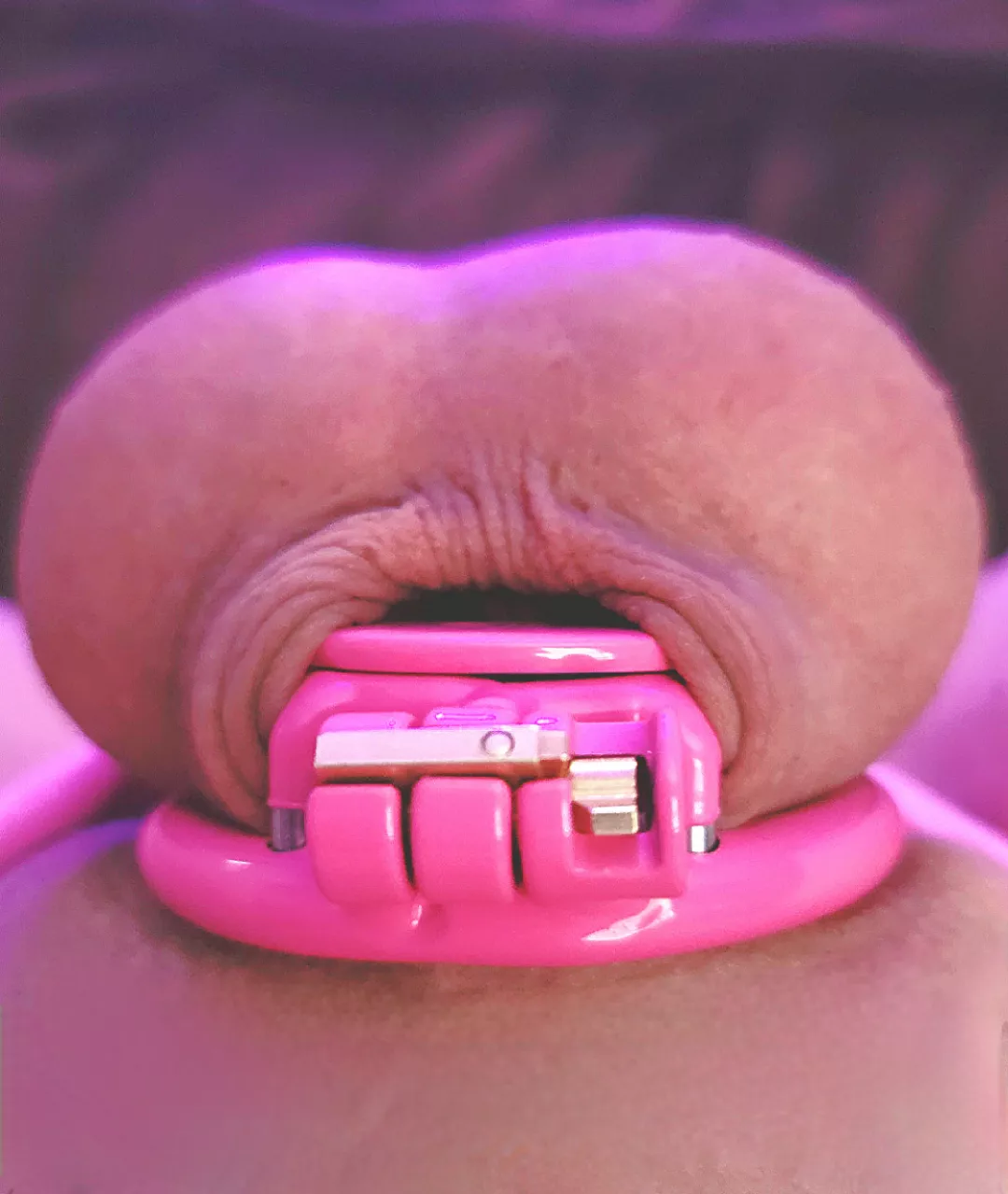 Freshly shaved & caged clitty 🩷🤍🩷🤍🩷