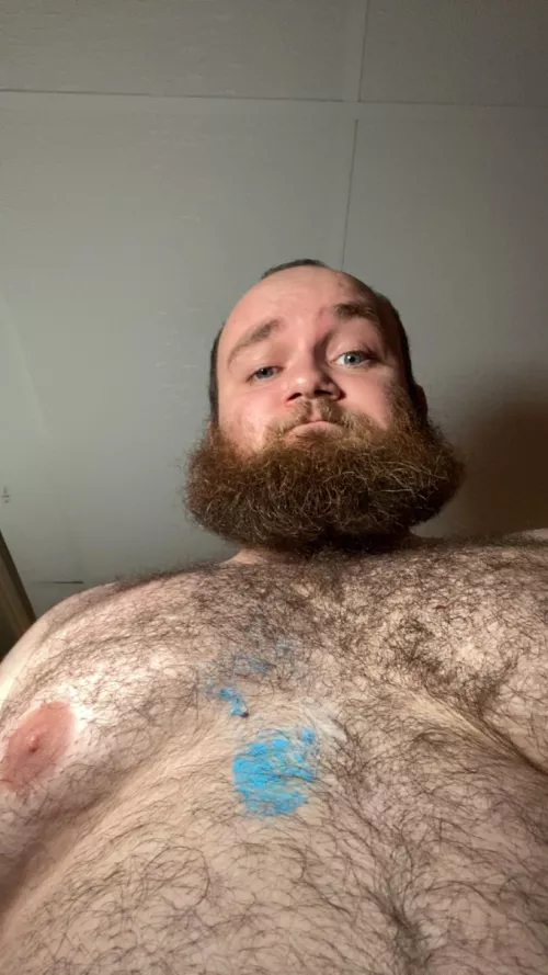 Got paint on me working on Christmas gifts. I was smart to pint without a shirt