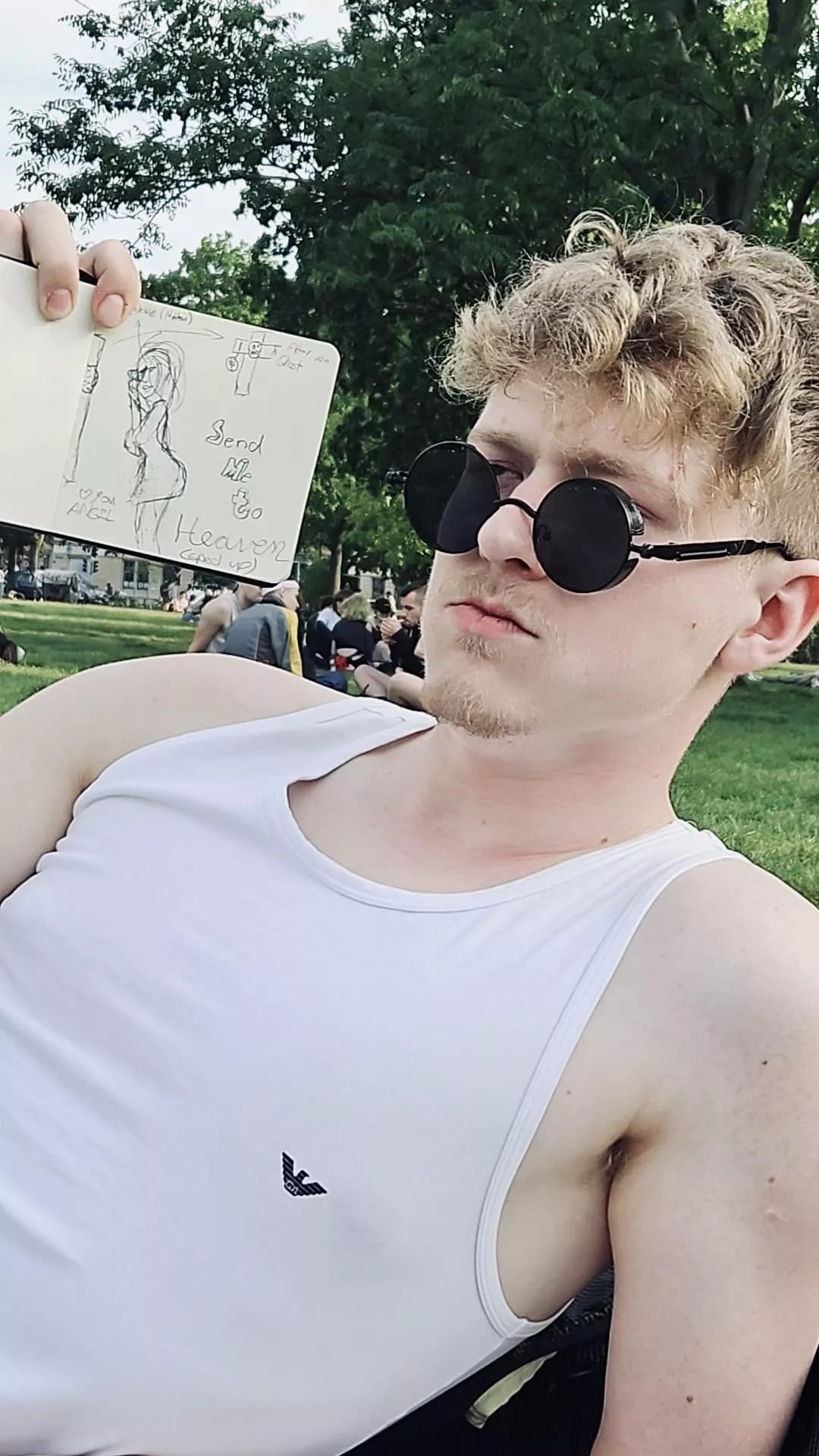 I have a little drawing book and I let random people draw into it