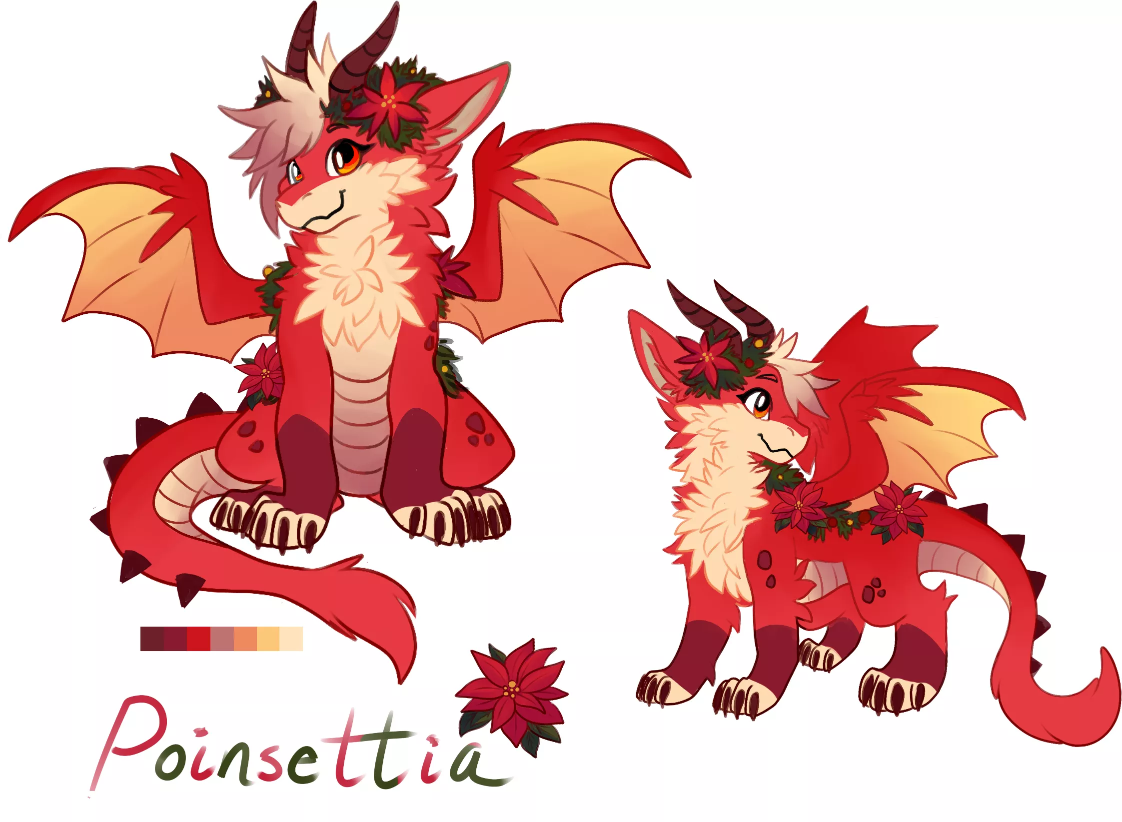 Poinsettia Dragon - Adoptable (Art & Design by Me!)