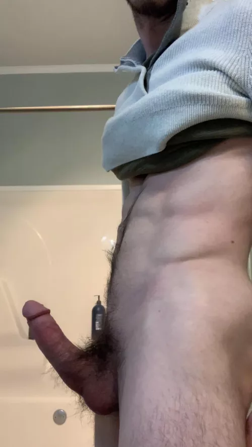 Skinny boy with a thick hairy cock