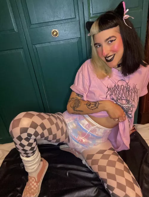 Tights & baggy band shirts are my fav thing to wear ... just don't follow me up the stairs ;)