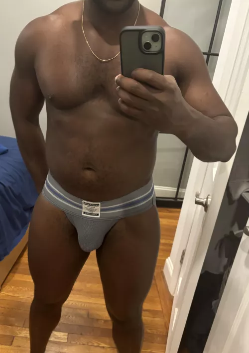 Trying on a new jockstrap