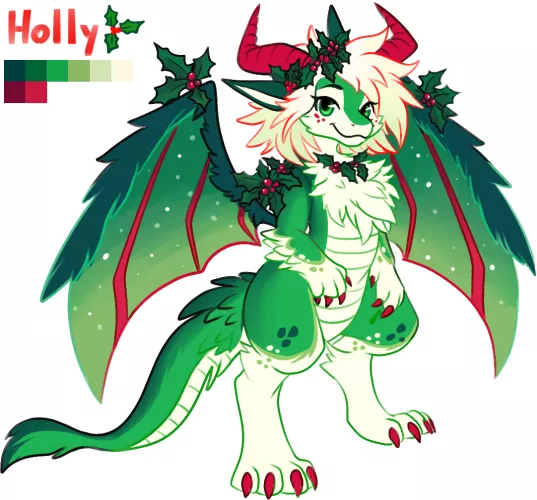 Holly Dragon - Adoptable (Art & Design by Me!)