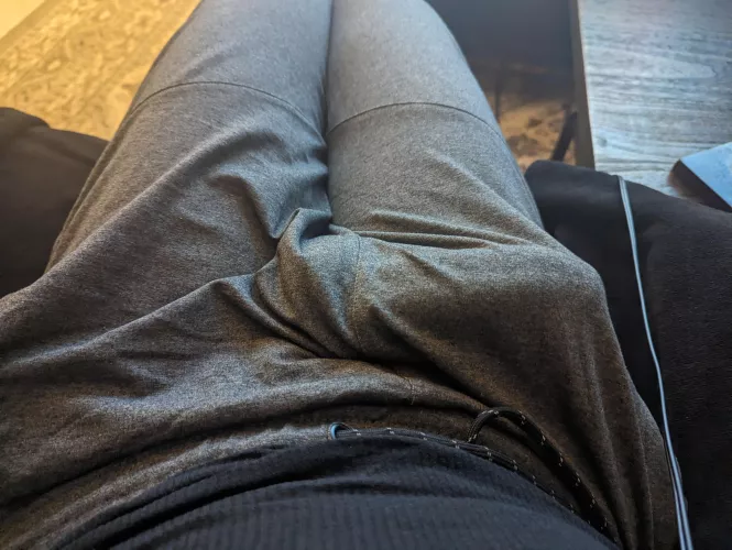 Movie night and I wear these sweats. How long until it's on pause?