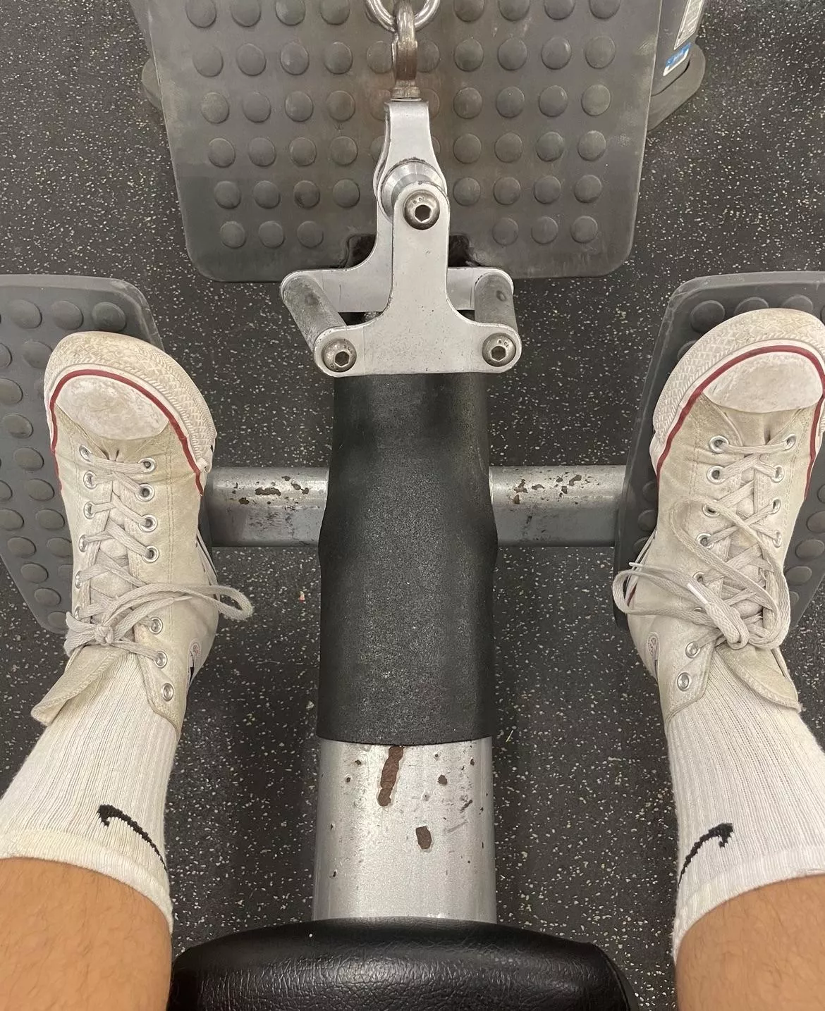 Wearing my cum stained and stinky socks to the gym