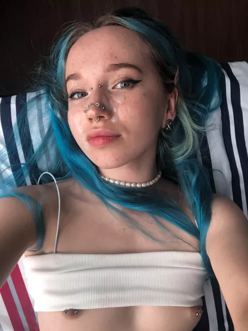 A couple drops of cum on my face.