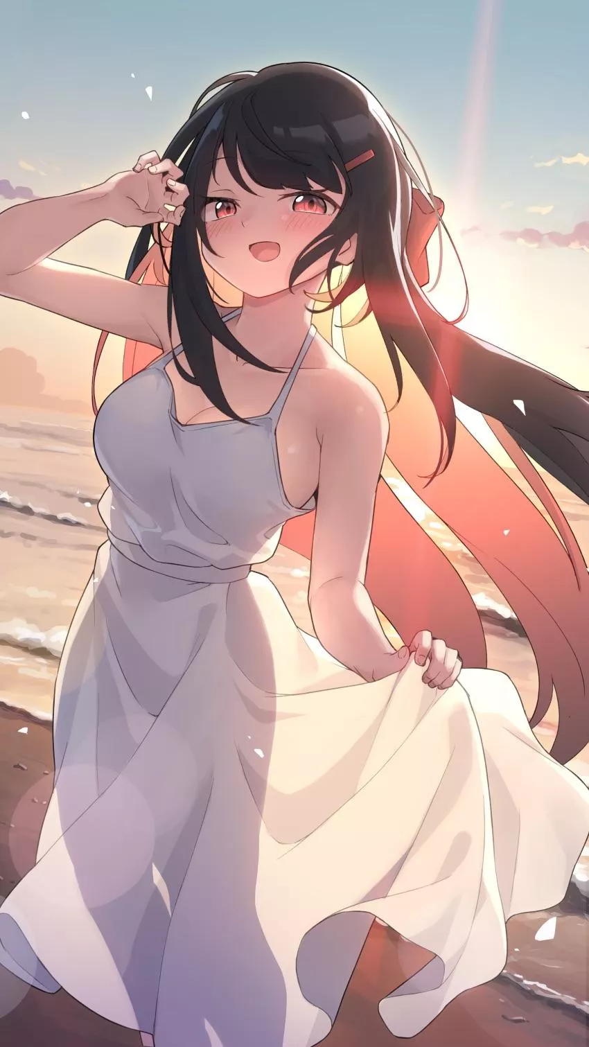 Beautiful waifu at the beach