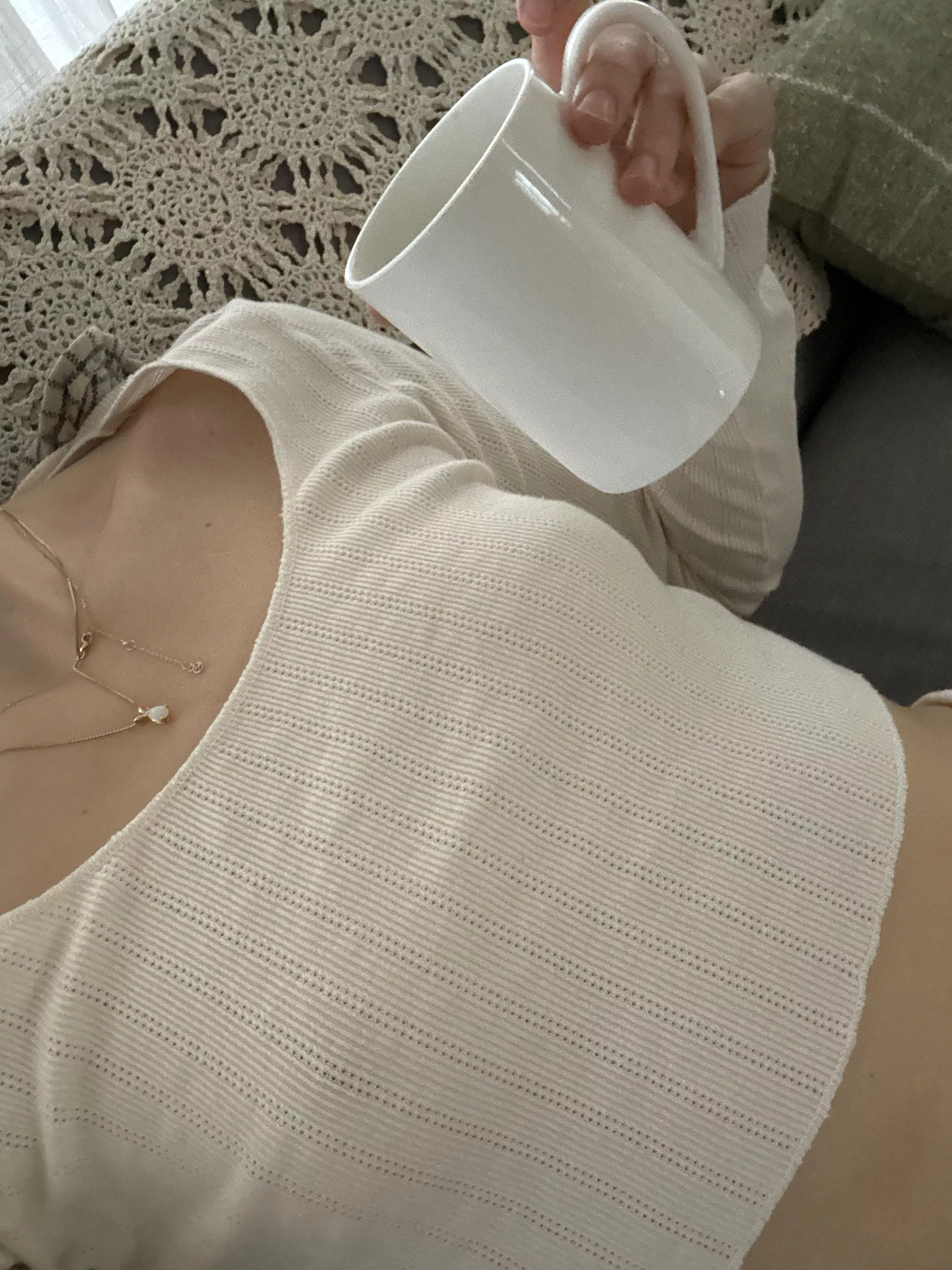 Braless morning w coffee :)