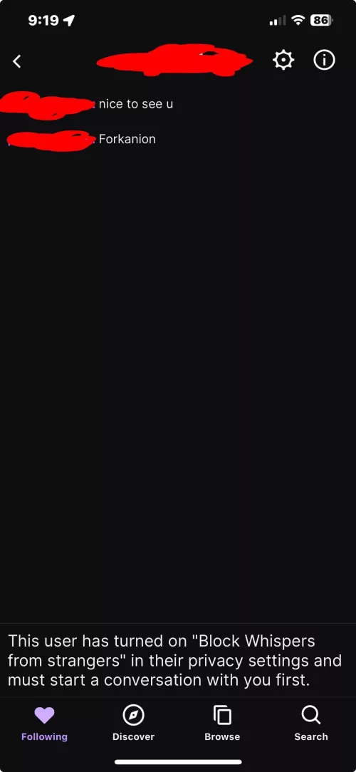 Can't respond to user who whispered to me first