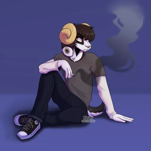 Goat boy [art by me, @silver.starlily on Instagram]