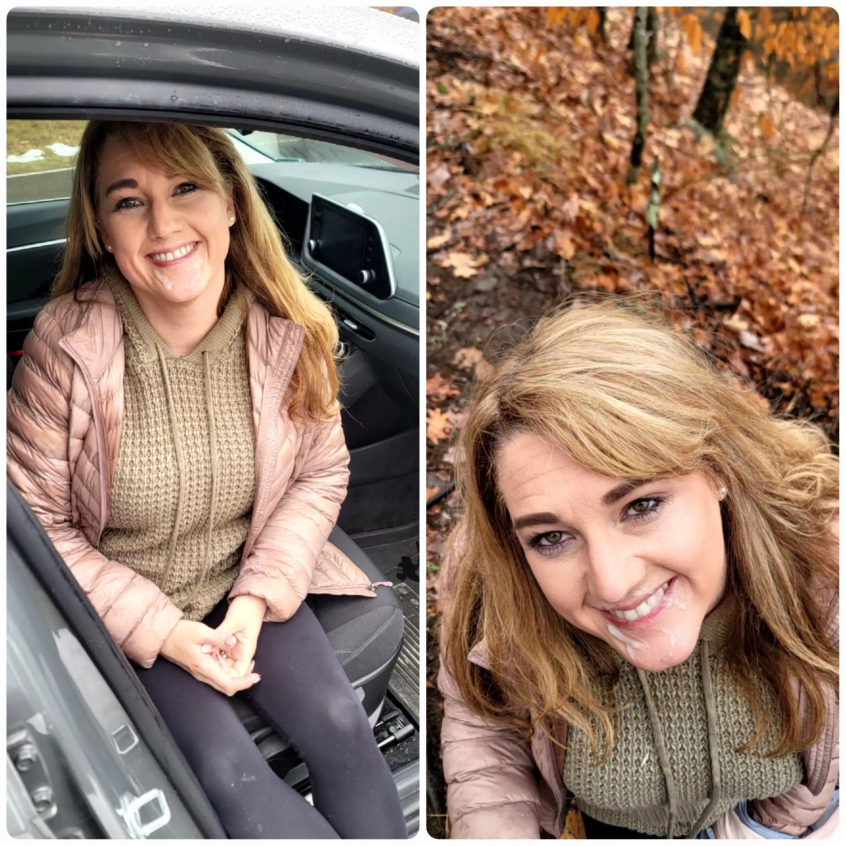 Got a facial on our hike in the mountains. Even rain doesn't keep this cumslut from getting my treat 😜