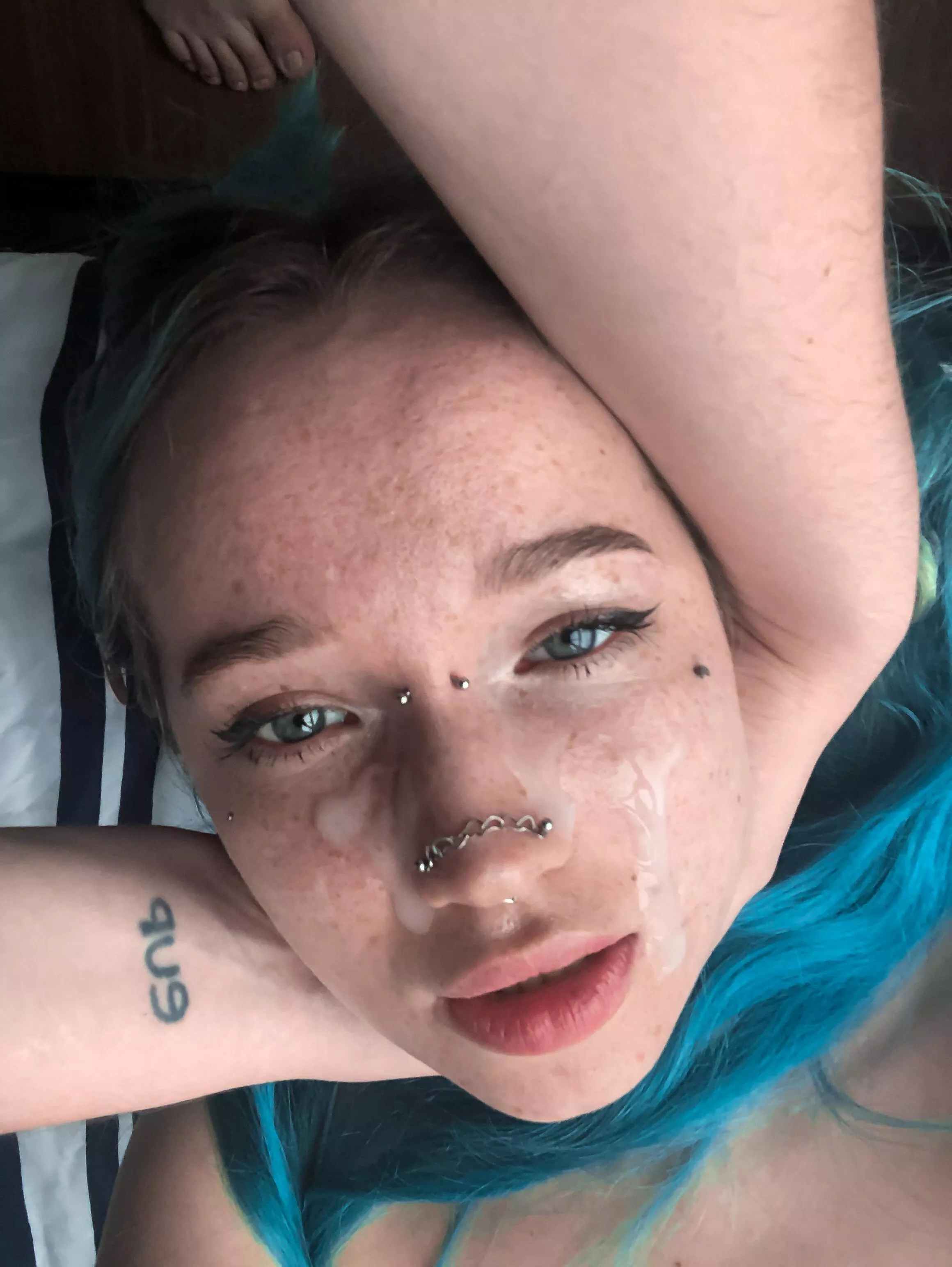 He's cum on my face and he's about to strangle me.