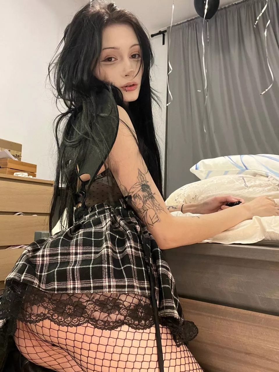 Indecently short skirt