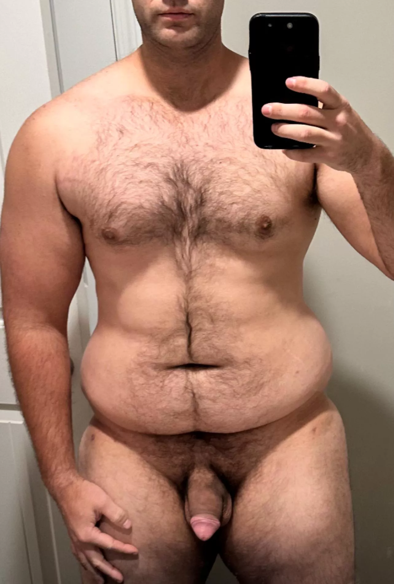 Just a chubby guy and a soft cock. Do you like?