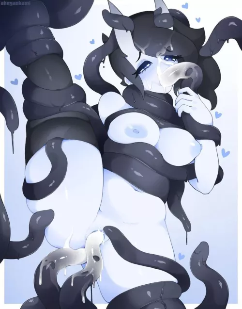 She’s definitely loving her tentacle lover (ahegaokami)