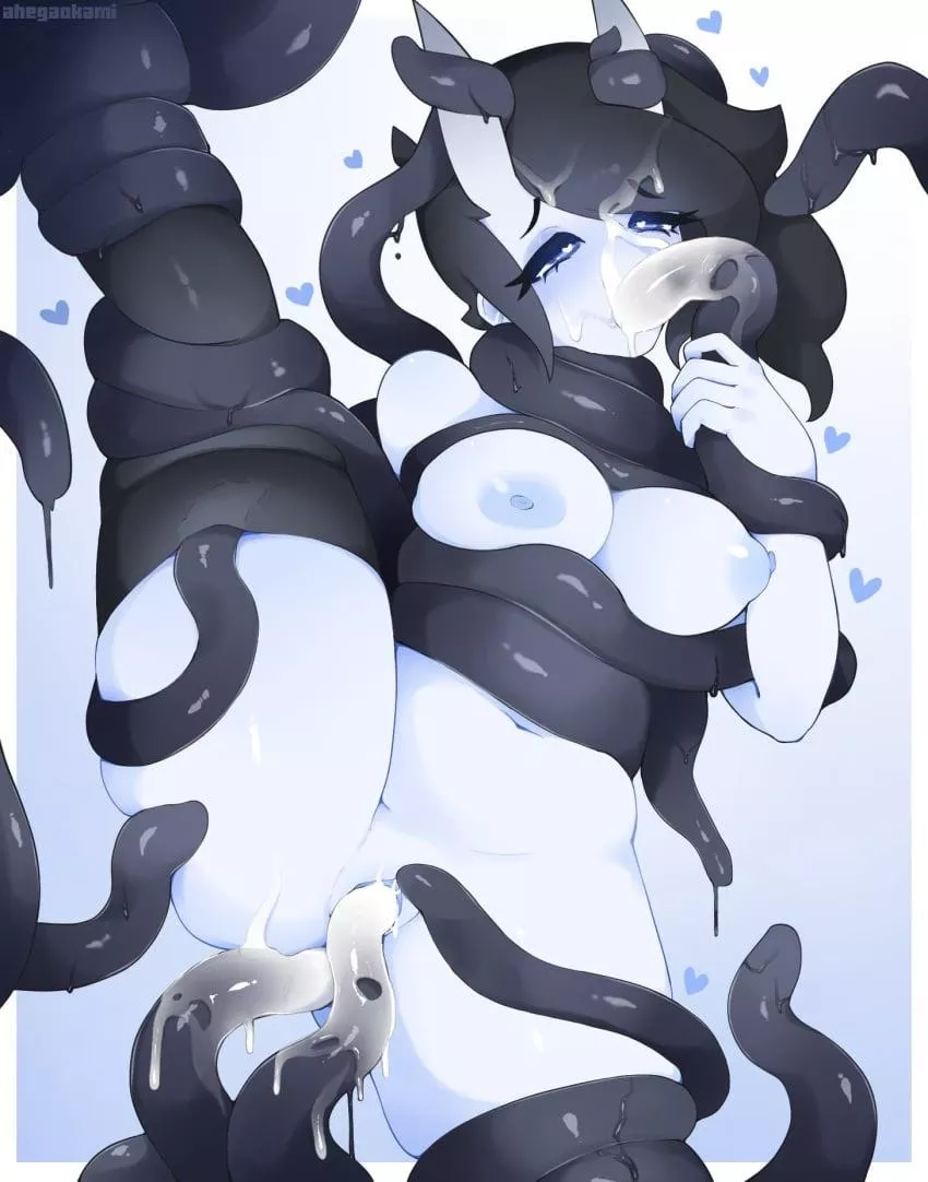She’s definitely loving her tentacle lover (ahegaokami)