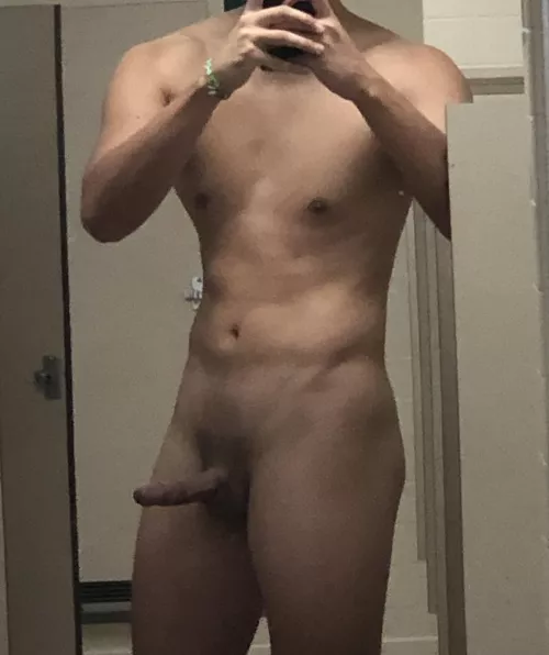 Very hard in a very public bathroom