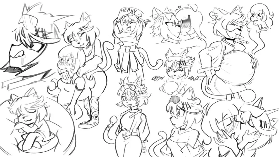 {image} frankie doing gay vore shit sketch dump (OC by anarcho slurpie) [F/F, Same-Size, Digestion, Fatal]