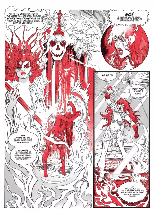 Is Sonja's armor magical? [Red Sonja: The Ballad of the Red Goddess]