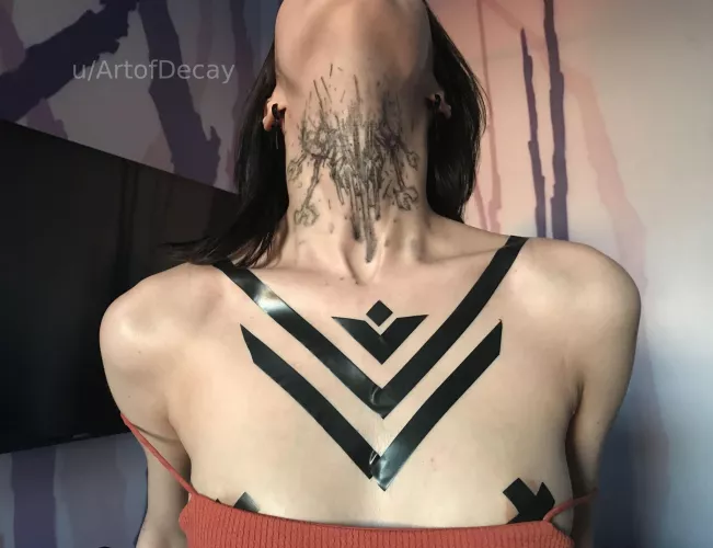 My black tape and skull on the neck