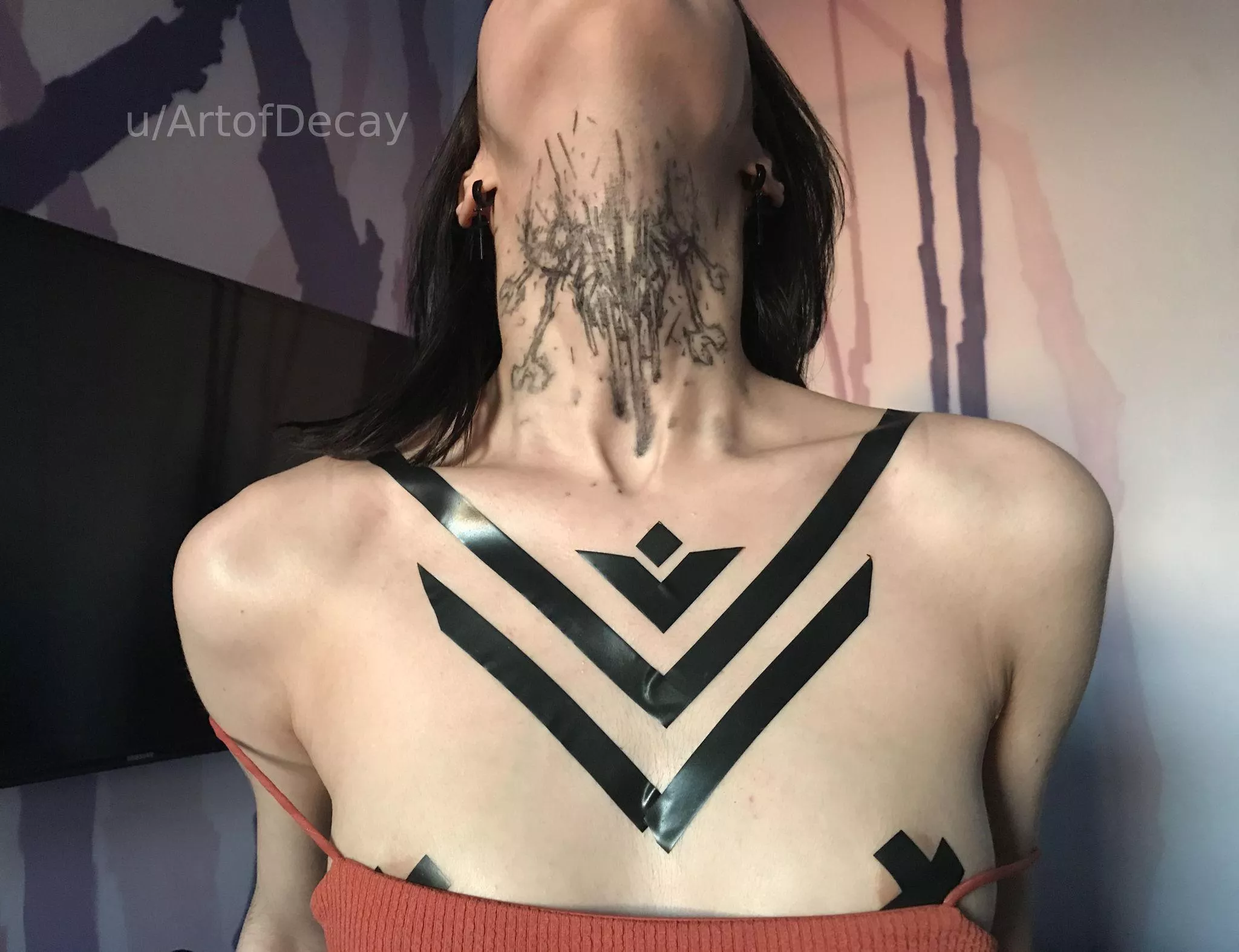 My black tape and skull on the neck