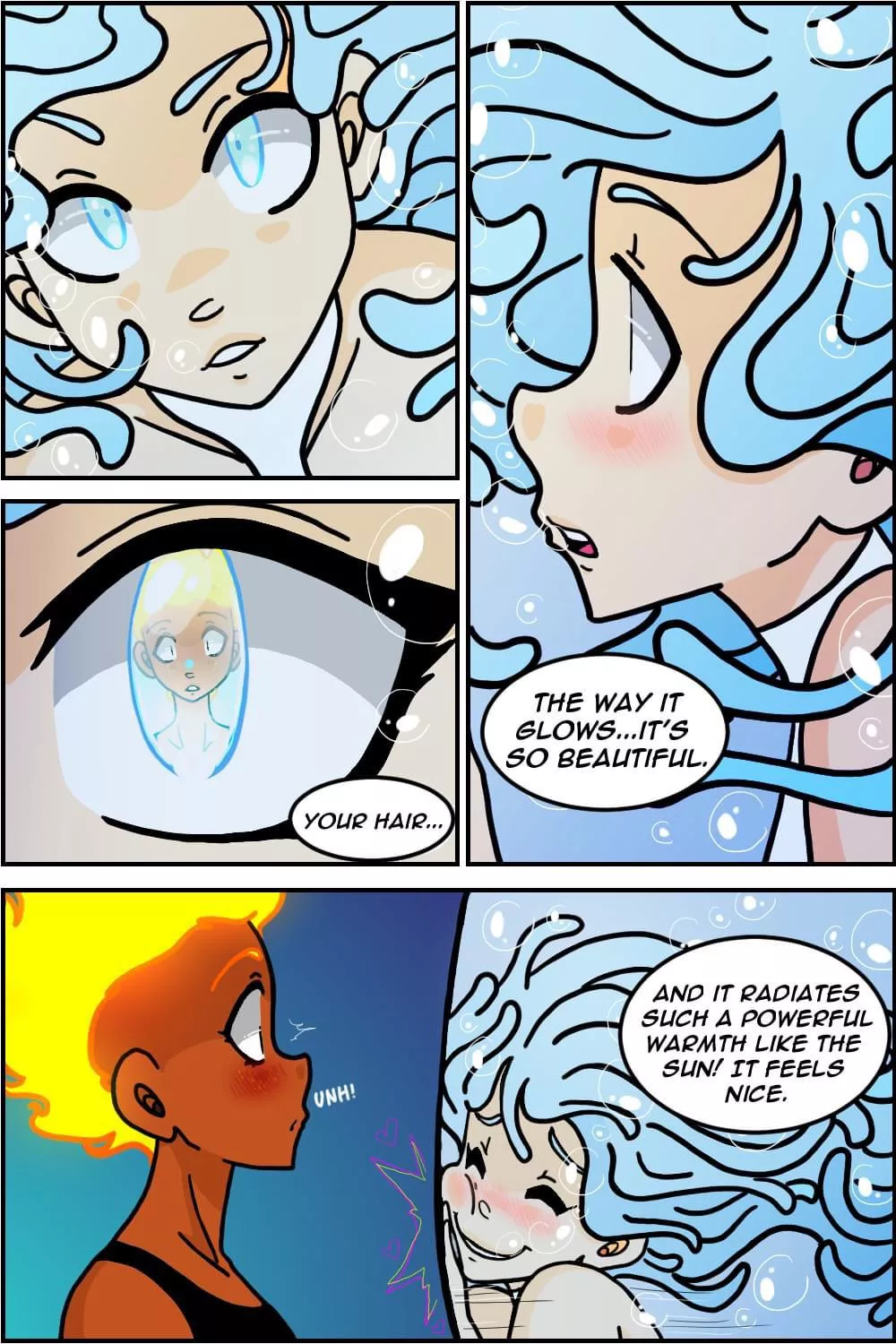 [Original] Furi was shunned her whole life because of her fire powers but now someone is finally seeing its beauty 😭💖 Also I love how each interaction Eva has seeing her fire state changes a bit more each time. First it was fear, then it was fascin