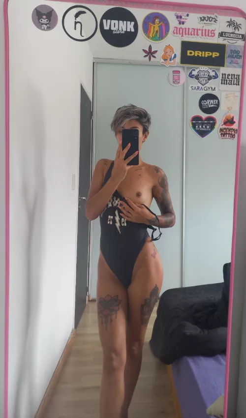 Portrait of boobies in the mirror