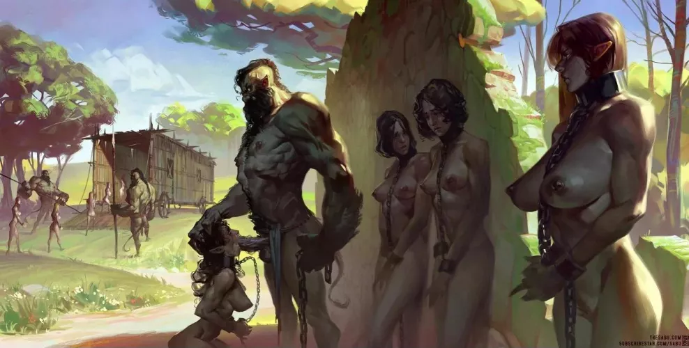 The Orc slavers were extremely efficient at catching and breaking in their newest property. Most new slaves learned quickly to submit and not try to resist their new Masters. (Sabu)