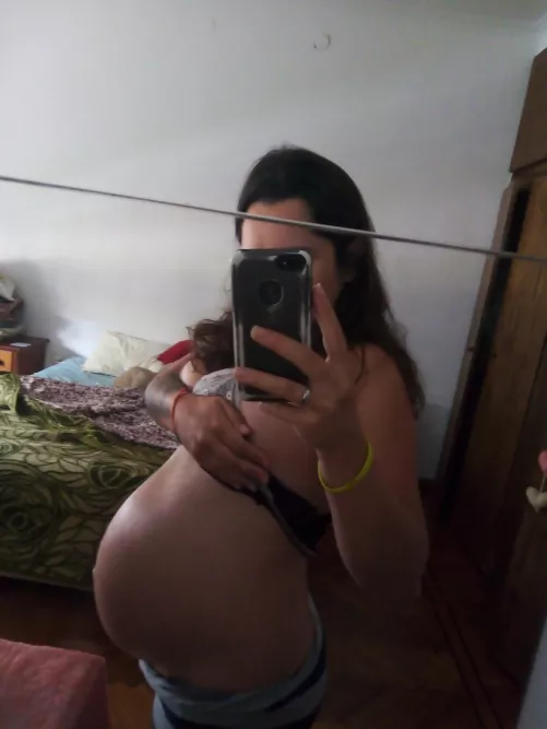 Do you like how my pregnant body looks? Would you fuck me and let me suck your cock