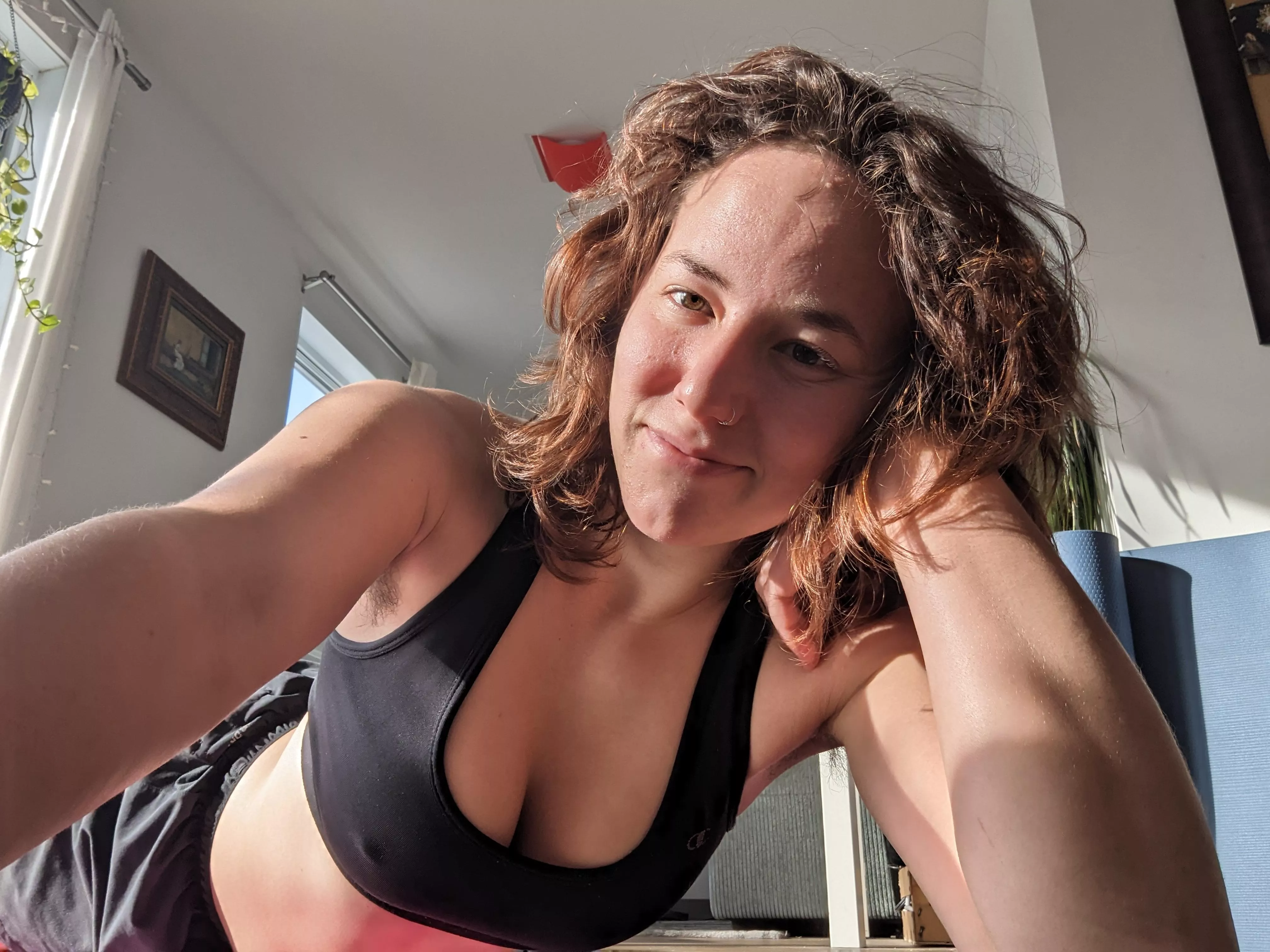 haven't shaved in weeks, and just finished a workout 🤪