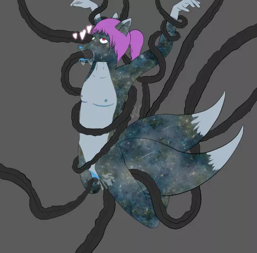 Lucien enjoying his find. (My art)