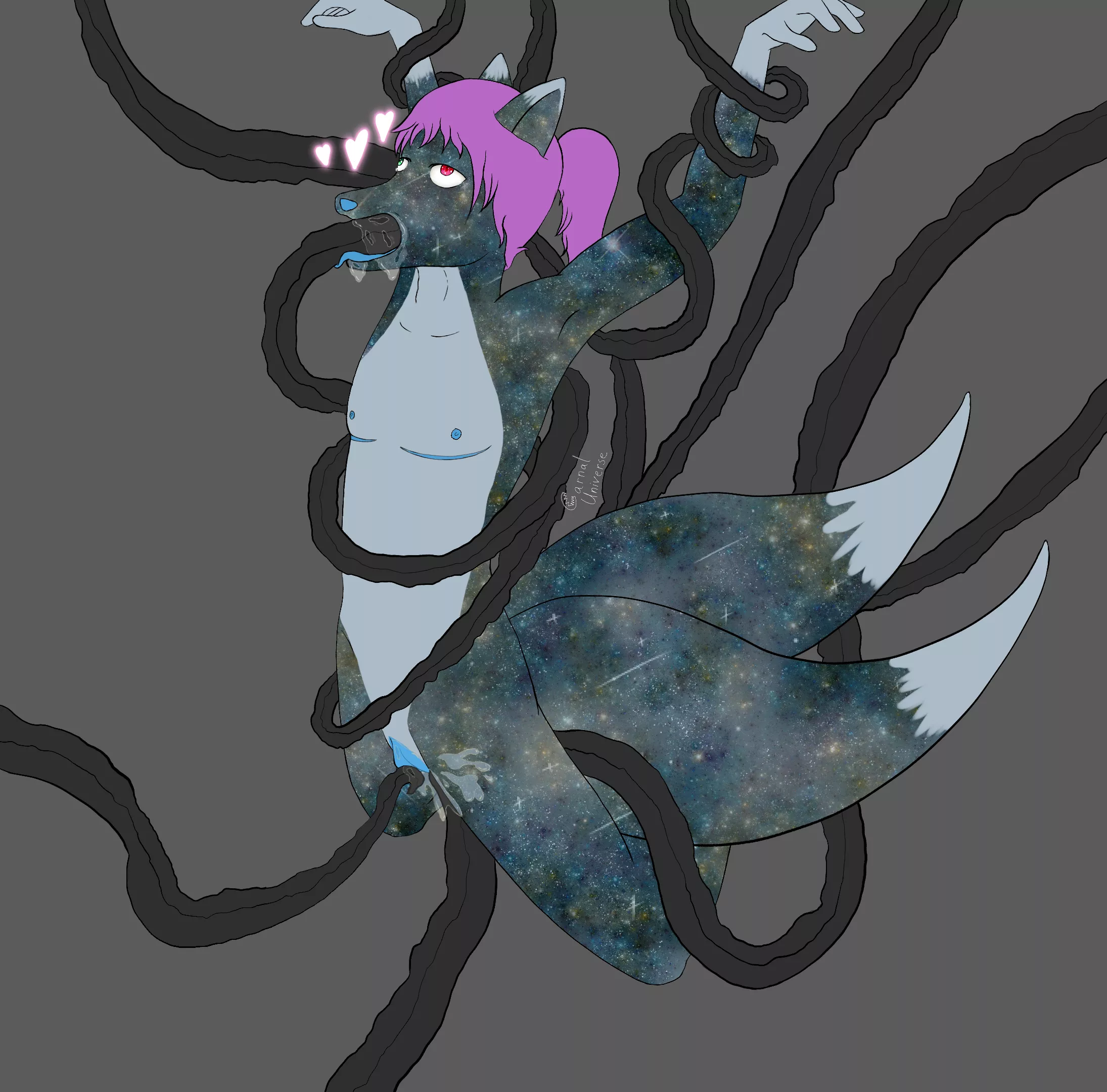 Lucien enjoying his find. (My art)