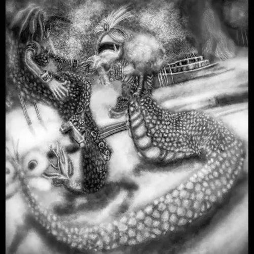 Queen Marilith and Lamia from Final Fantasy IX (own greyscale artwork)