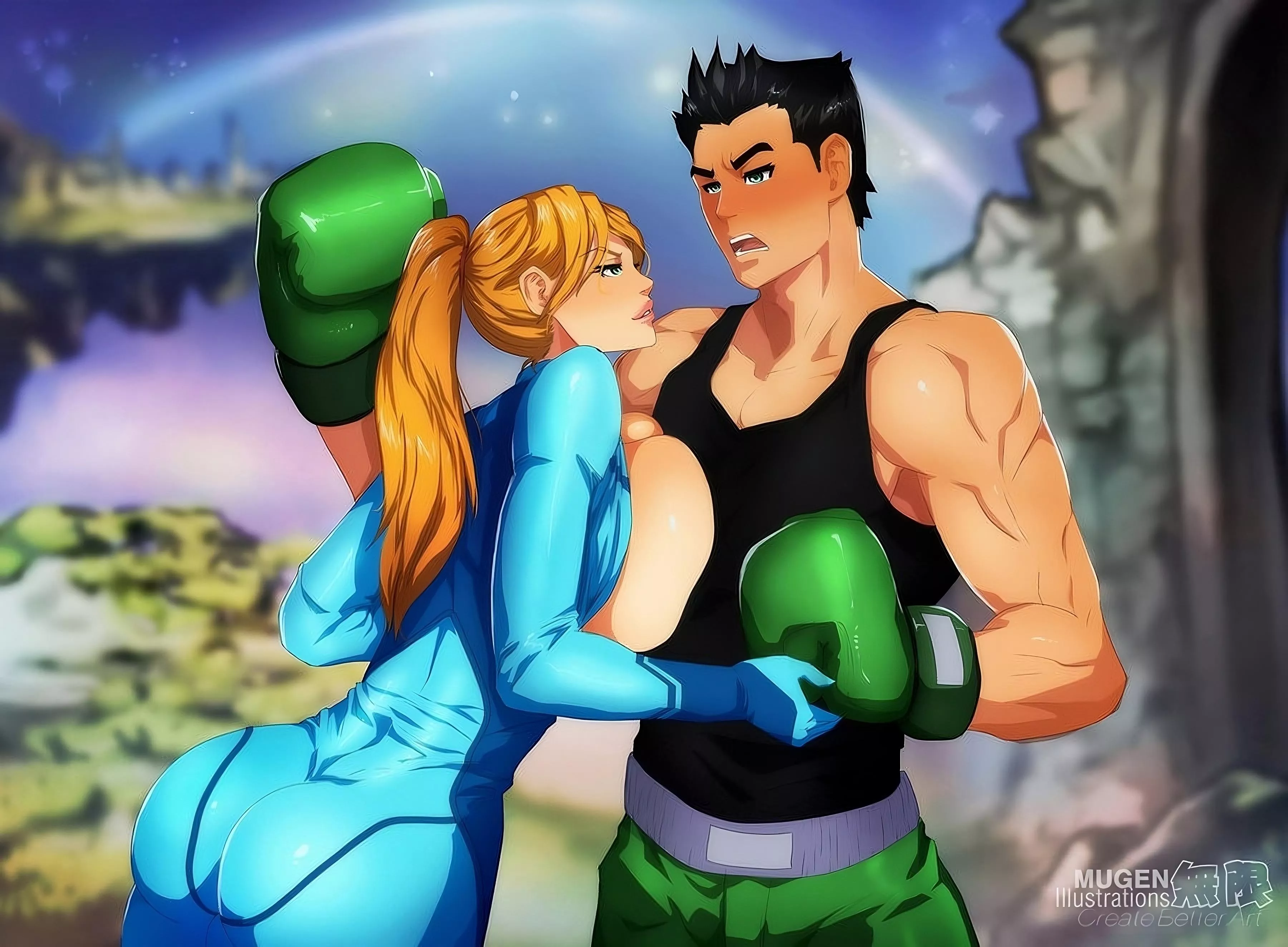 Samus seduces Little Mac (Mugenillustrations)