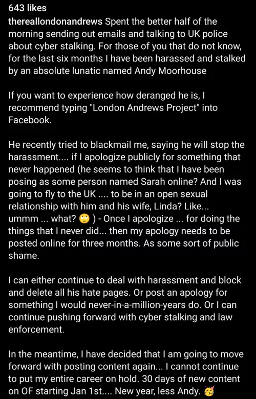 This is direct from London's/ Jess' IG page. I'm just posting as there's been several questions.